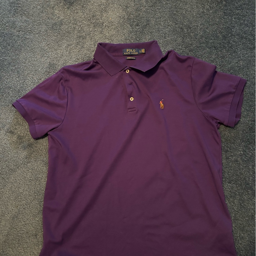 Ralph Lauren Men’s Polo Shirt in Deep Purple with Orange Pony